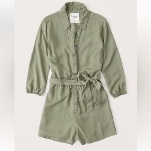 Green Tie Romper Abercrombie Medium